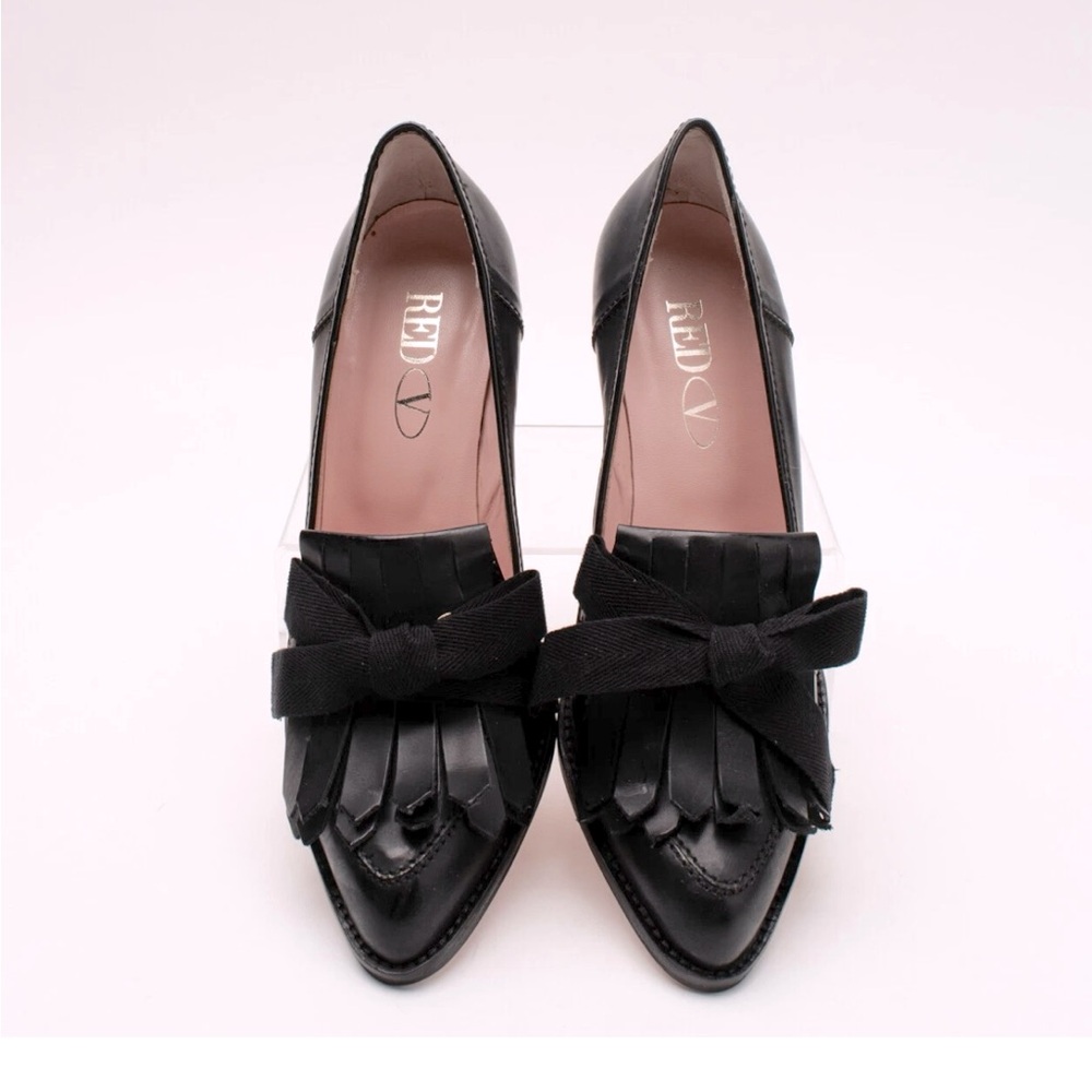 Red Valentino Black Heels with Bow Detail 100% leather made in Italy